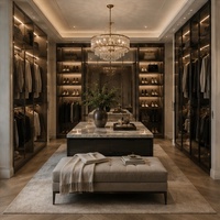 Armoire de luxe moderne sur mesure en bois massif pour chambre à coucher, solution de rangement pour dressing domestique