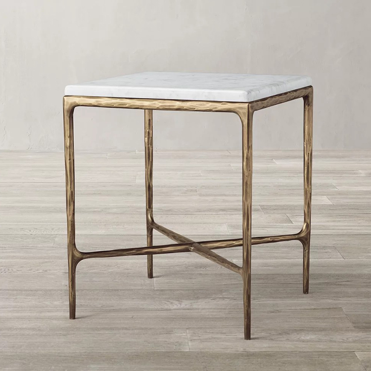 Стильная кованая отделка в стиле ретро кованая металлическая рама мраморный столик журнальный столик Thaddeus мраморная квадратная кровать боковой столик