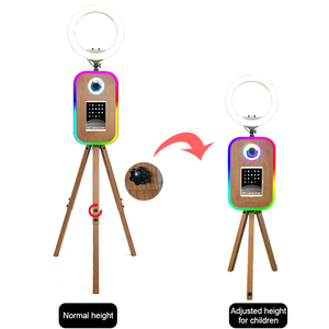 Photomaton rétro en bois grainé pour iPad et appareil <span class=keywords><strong>photo</strong></span> reflex numérique avec support d'imprimante, hauteur réglable pour mariages et événements - Product Image 5