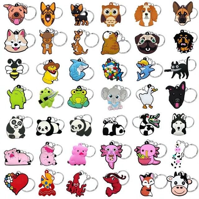 PVC Keychain Pendant Backpack Charm Animal Pet Cartoon Anime Key RingCustomizable with Printed Advertising Logos Made China