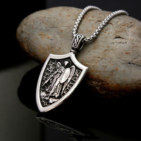 Collier pendentif Archange certifié Yunnique, forme bouclier, design Saint Michel pour homme, bijou cadeau