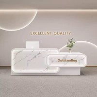 Bureau de réception moderne minimaliste en bois laqué avec éclairage LED pour bureau, hôtel, salon de beauté, hôpital, centre commercial et usage commercial