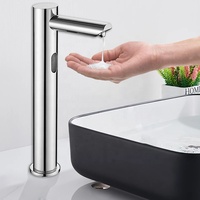 Robinet automatique moderne à capteur, distributeur de savon mousse, en laiton, à montage sur plan, monotrou, pour toilettes publiques et écoles