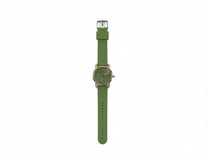 Montre à quartz pour femme HYF, cadran rond de 30 mm, bracelet en silicone, affichage analogique, élégante, couleur verte, fermoir à boucle - Product Image 1