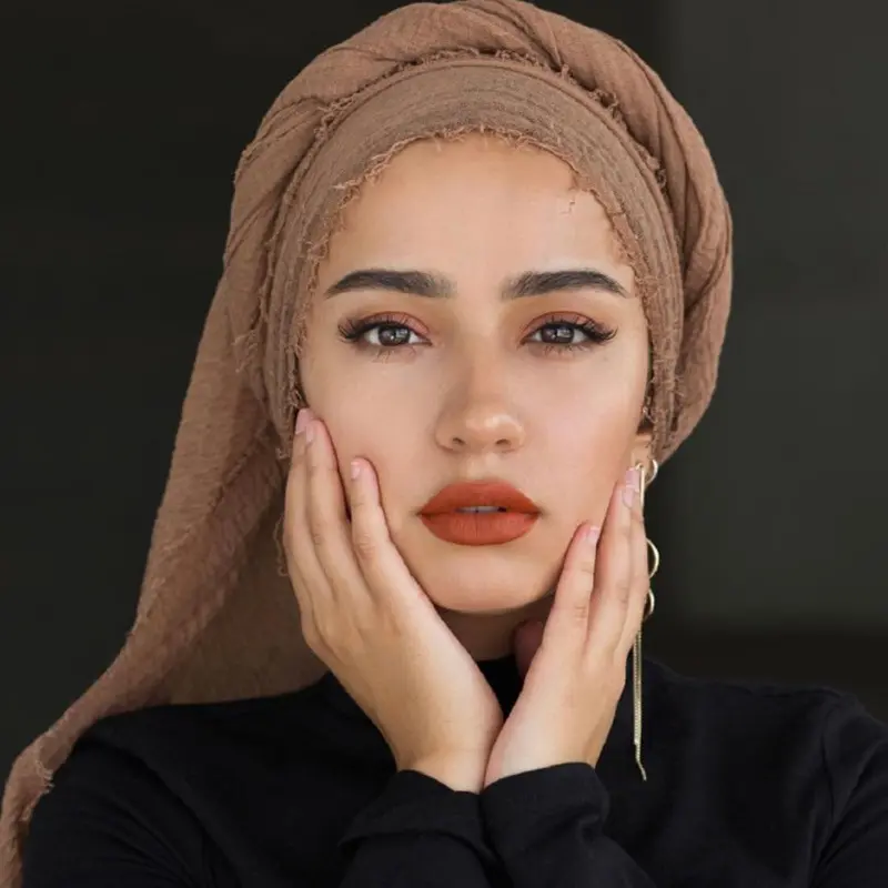 이슬람 Crinkle 70*175Cm 여성 Hijab 스카프 소프트 코튼 스카프 이슬람 헤드 랩 Hijab Femme Musulman 웨딩 Hijab