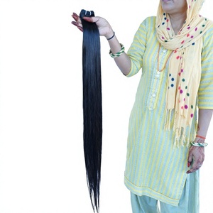 Virgin Machine Double Weft Indian Remy Human Extensions 100% Unprocessed Raw Cuticle Aligned Straight Bundle Raw Hair 100g - Product Image 1
