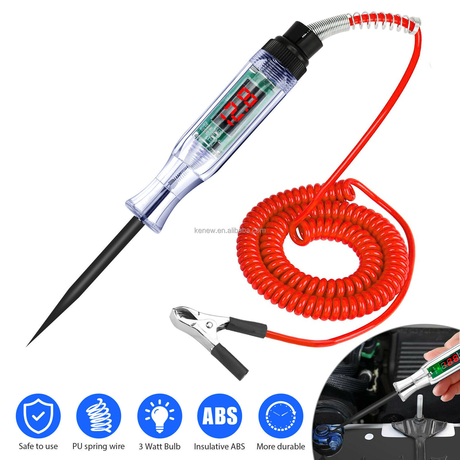 Greluma 1 Pieza Probador de circuito automotriz de 3-48V con voltímetro