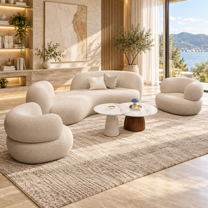Conjunto de Sofá Curvo Moderno en Color Rosa, Muebles Semicirculares para Sala de Estar - Product Image 4