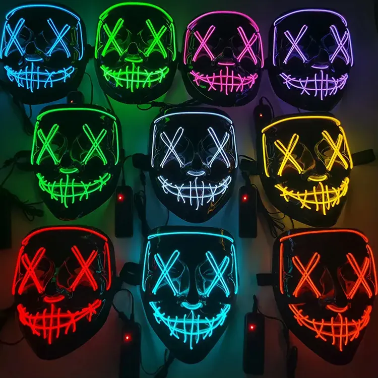 Nouveau style Led Light Up Masque Visage Halloween Effrayant Glowing Masque Bar Décor Horreur Prop Halloween Masque