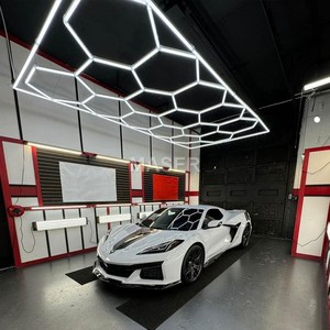 Su misura 15 griglia LED plafoniere nuovo Design esagonale per autosalone e officina di riparazione corpo lampada in alluminio - Product Image 3