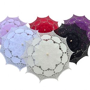 Nouveau parapluie manuel pliant victorien en coton brodé avec dentelle et baleines en alliage pour mariage - Product Image 1