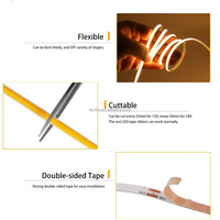 Bande LED COB flexible 2,7 mm blanc chaud multicolore pour la décoration de la pièce, de la voiture, de la télévision, 480 LED/m, dimmable 3V 5V 12V, bande lumineuse COB 3 mm