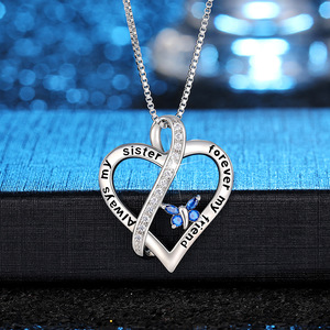 Collana con ciondolo a forma di cuore a forma di farfalla per donna, gioielli di moda, regalo di compleanno - Product Image 2