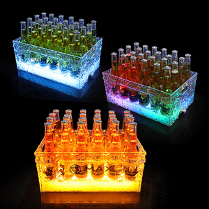 Cubo de Hielo Iluminado LED para 24 Botellas, Caja de Cerveza Recargable, Luz para Fiestas KTV, Diseño Moderno - Product Image 4