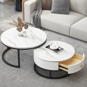 Set di Tavolini da Caffè Bianchi in Stile Nordico <span class=keywords><strong>Moderno</strong></span> Minimalista, <span class=keywords><strong>Arredamento</strong></span> per <span class=keywords><strong>Soggiorno</strong></span> e Cucina - Product Image 2