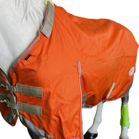 China 1200d UK Size Orange Ripstop Stable Horse Alfombra Invierno contra la lluvia y el viento con cuello desmontable