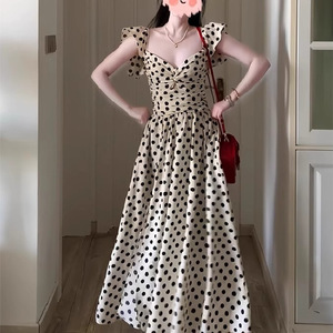 Vestido Casual de Verano para Mujer Tallas Grandes, Estilo Retro Francés, con Hombros Descubiertos, Cintura Ajustada, Escote Corazón, Corte Evase y Largo hasta el Suelo - Product Image 2