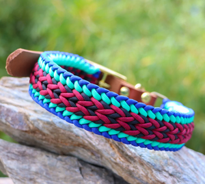 Nuevo Collar de Perro de Nailon Trenzado Hecho a Mano con Macramé, Collar de Paracord Trenzado Rojo y Azul, Collar Ajustable de Nailon para Mascotas - Product Image 2