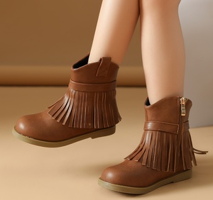 Fashion and Cool Versatile Children's <b>Girl</b> Tassel <b>Cowboy</b> <b>Boots</b> Kid Leather <b>Boots</b> Newborns Prewalkers - Product Image 3