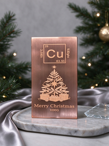 1000g Pure .999 Fine Copper Ingot Bar Christmas Tree Engraved Metal Plaque Commemorative <b>Gift</b> - Product Image 3