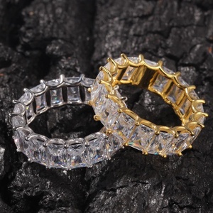 Baguette <strong>Ring</strong> <strong>925</strong> Sterling <strong>Silver</strong> CZ Diamond Cut Zirconia Hip Hop <strong>Ring</strong> Bling Gold Plating Rapper Jewelry - Product Image 4