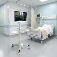 Chariot informatique médical intégré Meden M1 Compact, structure peu encombrante, doté de roulettes professionnelles à roulement fluide et d'un verrouillage sécurisé