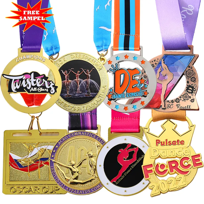 Design personalizado personalizado dança medalha competição zinco liga metal medalha ballet patinação artística ginástica medalha com fita