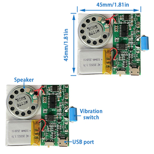 Pabrik Langsung Getaran Diaktifkan Musik MP3 IC PCB Modul Suara <span class=keywords><strong>USB</strong></span> Modul Suara Dapat Diunduh untuk Kartu Ucapan - Product Image 6