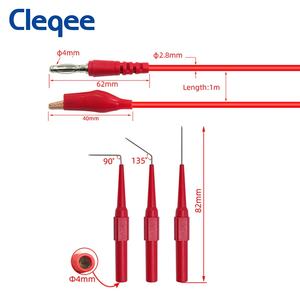 Cleqee-1 P1920 مقطع التمساح إلى Banana plug اختبار مسبار اختبار الرصاص الاتصال 4 مللي متر الموز المكونات الكهربائية الظهر مسبار كيت - Product Image 4
