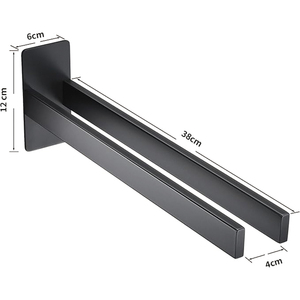 Bathroom Matte Black Stainless Steel <strong>Towel</strong> Double Bar <strong>Stick</strong> <strong>on</strong> Wall Hand <strong>Towel</strong> <strong>Holder</strong> with Screw - Product Image 2