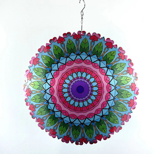 OEM y ODM: Molinillo de Viento Metálico de 12 Pulgadas con Acabado Antiguo, Logotipo Personalizado, Diseño Floral Colorido para Decoración de Jardín y Uso en Exteriores - Product Image 1