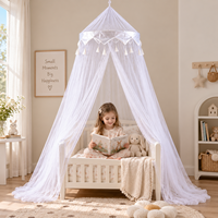 Moustiquaire de lit suspendue pliable en forme de dôme avec franges, rideau de lit en maille légère à porte unique, installation facile, moustiquaire pour enfants