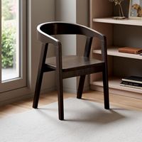 Chaise de salle à manger en bois massif avec dossier et accoudoirs, siège rembourré, chaise en bois pour la maison, restaurant, salle à manger, couleur noire