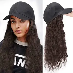 Extensions de cheveux synthétiques longues avec chapeau, tissage de perruque Pure/Ombre, vente en gros de perruques de chapeau de Baseball