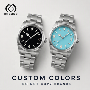 นาฬิกาข้อมือ ODM Outdoor <span class=keywords><strong>Field</strong></span> <span class=keywords><strong>Watch</strong></span> 3 6 9 ตัวเลขแบบอารบิก หน้าปัดสีเทอร์ควอยซ์ ตัวเรือนบาง สายขัดเงา เหมาะสำหรับสวมใส่ทุกวัน - Product Image 1