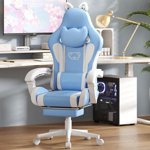 Barato Rosa-negro Gaming silla lindo masaje Lumbar soporte ergonómico ordenador Gamer silla con <span class=keywords><strong>Hello</strong></span> Cat <span class=keywords><strong>Kitty</strong></span> orejas y reposapiés - Product Image 5