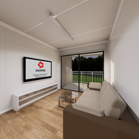 Maison conteneur extensible 40 pieds x 20 pieds, 2-3 chambres, villa modulaire de luxe, projet hôtelier et de complexe de villégiature