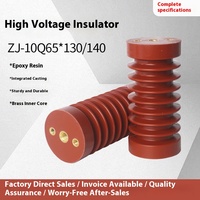 Isolateur de poteau cylindrique nervuré en époxy ZJ-10Q 65*140 10KV pour raccordement de barre de bus en cuivre d'armoire de commutation intérieure moyenne tension