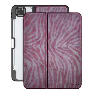 PULOKA Shockproof Design Tablet Covers Zebra Pattern Leather Slim Stand Hard PC Shell Protective Smart Cover for 10.2 iPad Case