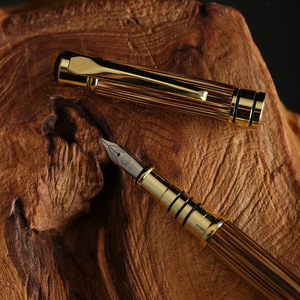 Bamboo Double-Ended Fountain <b>Pen</b> Ballpoint <b>Pen</b> Golden Bamboo Art Collectible Multi Function <b>Pen</b> - Product Image 2
