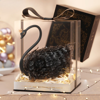 Blocchi Artistici Cigno Nero con Luci, Fiori Eterni, Blocchi da Costruzione Stimolanti per Arte da Scrivania, Miniature OEM
