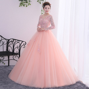 Abito da Cerimonia Annuale per Matrimoni, Nuovi Abiti da Scena per Studenti, Abiti per Esibizioni Vocali e Artistiche, Abiti Eleganti a Maniche Lunghe con Gonna a Bolle da Donna - Product Image 3