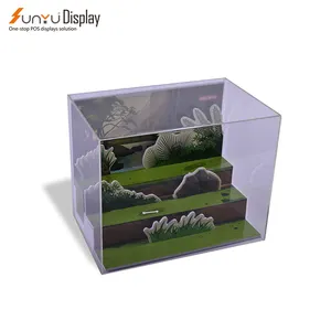 Custom Design 3 Tier Clear Figures Display Case Acrylic Toy Doll Display Stand Display Box