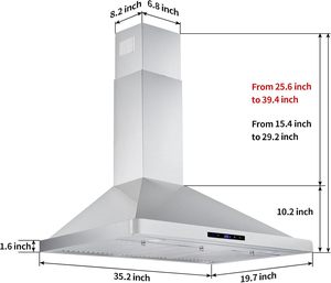 <span class=keywords><strong>Hotte</strong></span> de cuisine à montage mural de 36 pouces 700 CFM avec <span class=keywords><strong>conduit</strong></span> convertible canalisé/sans <span class=keywords><strong>conduit</strong></span>, contrôle tactile, filtres permanents - Product Image 5