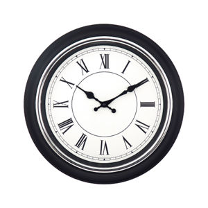 Grand Horloge Murale Quartz Noire Électroplaquée de 16 Pouces avec Chiffres Romains Surdimensionnés en Plastique pour Villa de Luxe, Domaine et Penthouse - Product Image 1
