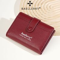 Dompet pendek Baellerry Premium berbahan kulit PU tekstur litchi dengan banyak slot kartu dan tempat koin