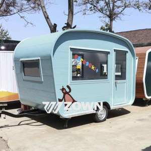 Light Blue Cartoon Food <b>Trailer</b> Single Wheel Mobile Snack Vending <b>Concession</b> Cart - Product Image 5