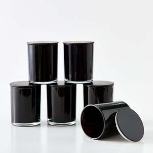 Frascos de Vidrio Esmerilado Negro Translúcido de 315 ml/10.5 oz para Velas (6 Piezas/Caja) - Tapa Metálica Hermética, Envío en 3 Días y Embalaje Corrugado EPE - Product Image 1