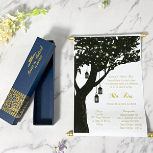 Tarjetas de Invitación de Boda con Lámina Dorada de Lujo, Elegantes Invitaciones de Ceremonia Vintage Retro con Caja de Regalo - Product Image 4