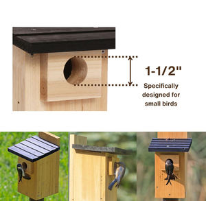 Casetta per Uccelli <span class=keywords><strong>in</strong></span> <span class=keywords><strong>Legno</strong></span> di Cedro per Osservazione, Design Resistente alle Intemperie, Forma Rettangolare per Decorazione Giardino Esterno - Product Image 5